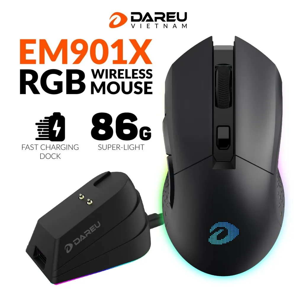 CHUỘT KHÔNG DÂY GAMING DAREU EM901X LED RGB - ảnh 5
