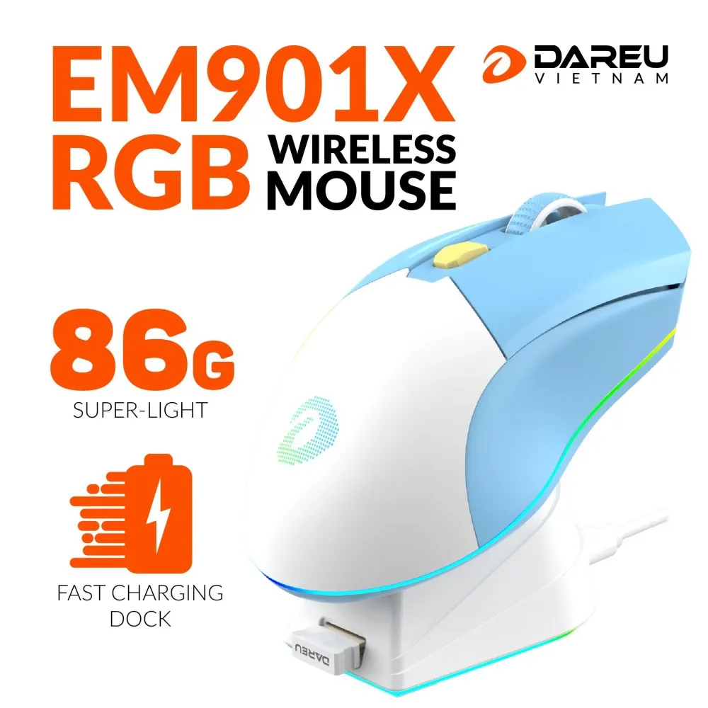 CHUỘT KHÔNG DÂY GAMING DAREU EM901X LED RGB - ảnh 7