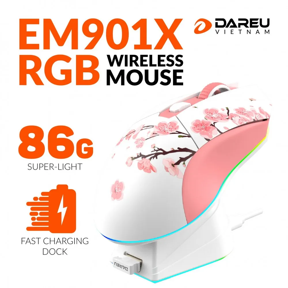 CHUỘT KHÔNG DÂY GAMING DAREU EM901X LED RGB - ảnh 3