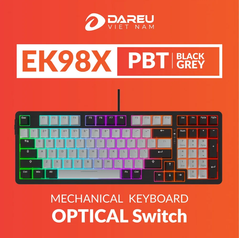 Bàn Phím Quang Cơ DAREU EK98X PBT BLACK-GREY - ảnh 7