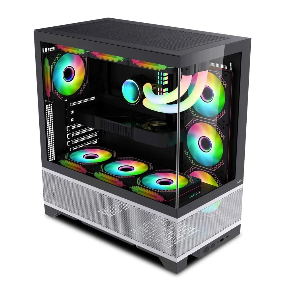 Vỏ case máy tính bàn MIK Lumine 4FA - Trắng / Đen, kèm 4 fan ARGB - ảnh 3