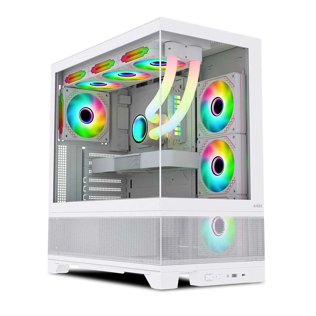 Vỏ case máy tính bàn MIK Lumine 4FA - Trắng / Đen, kèm 4 fan ARGB - ảnh 4