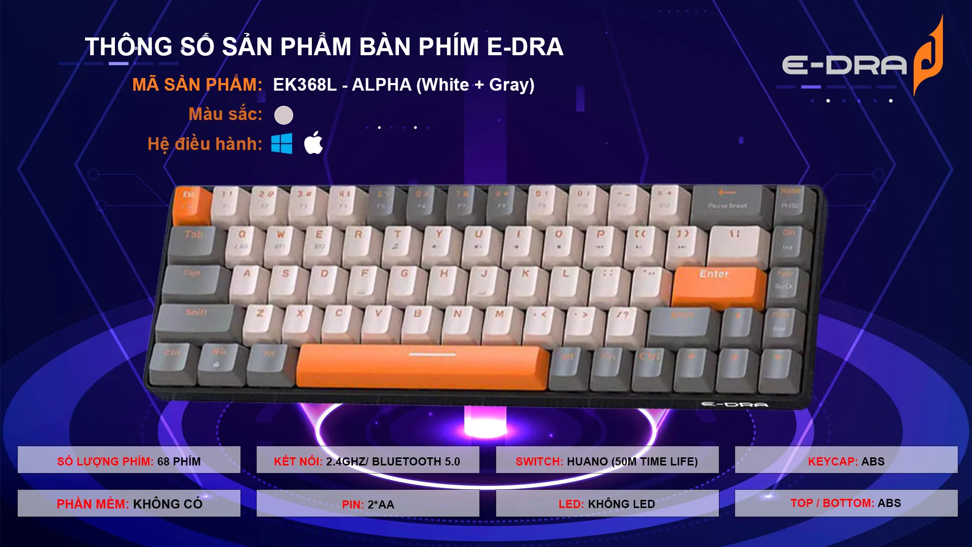 Bàn Phím Cơ Edra EK368L Beta Wireless - ảnh 4