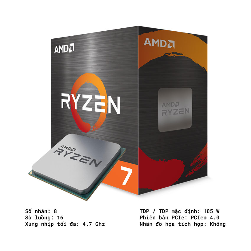 Bộ vi xử lý AMD Ryzen 7 5800X / 3.8GHz Boost 4.7GHz / 8 nhân 16 luồng / 32MB / AM4 - ảnh 3