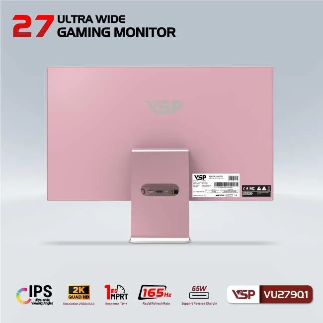 Màn hình VSP VU279Q1 | UltraWide | IPS | 165Hz | 1ms | Màu Hồng - ảnh 5