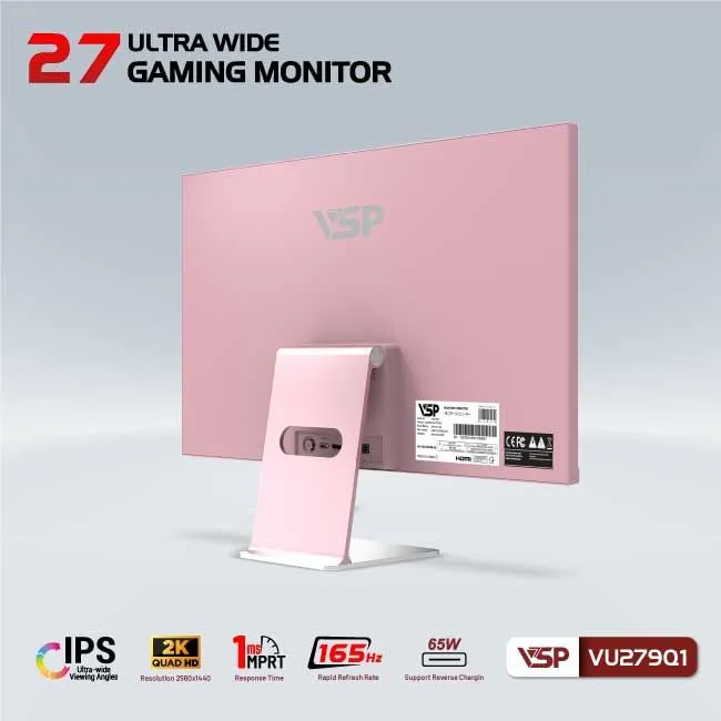 Màn hình VSP VU279Q1 | UltraWide | IPS | 165Hz | 1ms | Màu Hồng - ảnh 6