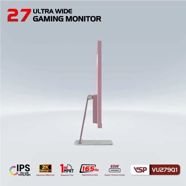 Màn hình VSP VU279Q1 | UltraWide | IPS | 165Hz | 1ms | Màu Hồng - ảnh 2