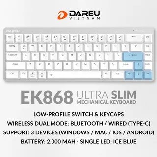 BÀN PHÍM CƠ BLUETOOH DAREU EK868 LOW PROFILE - ảnh 4
