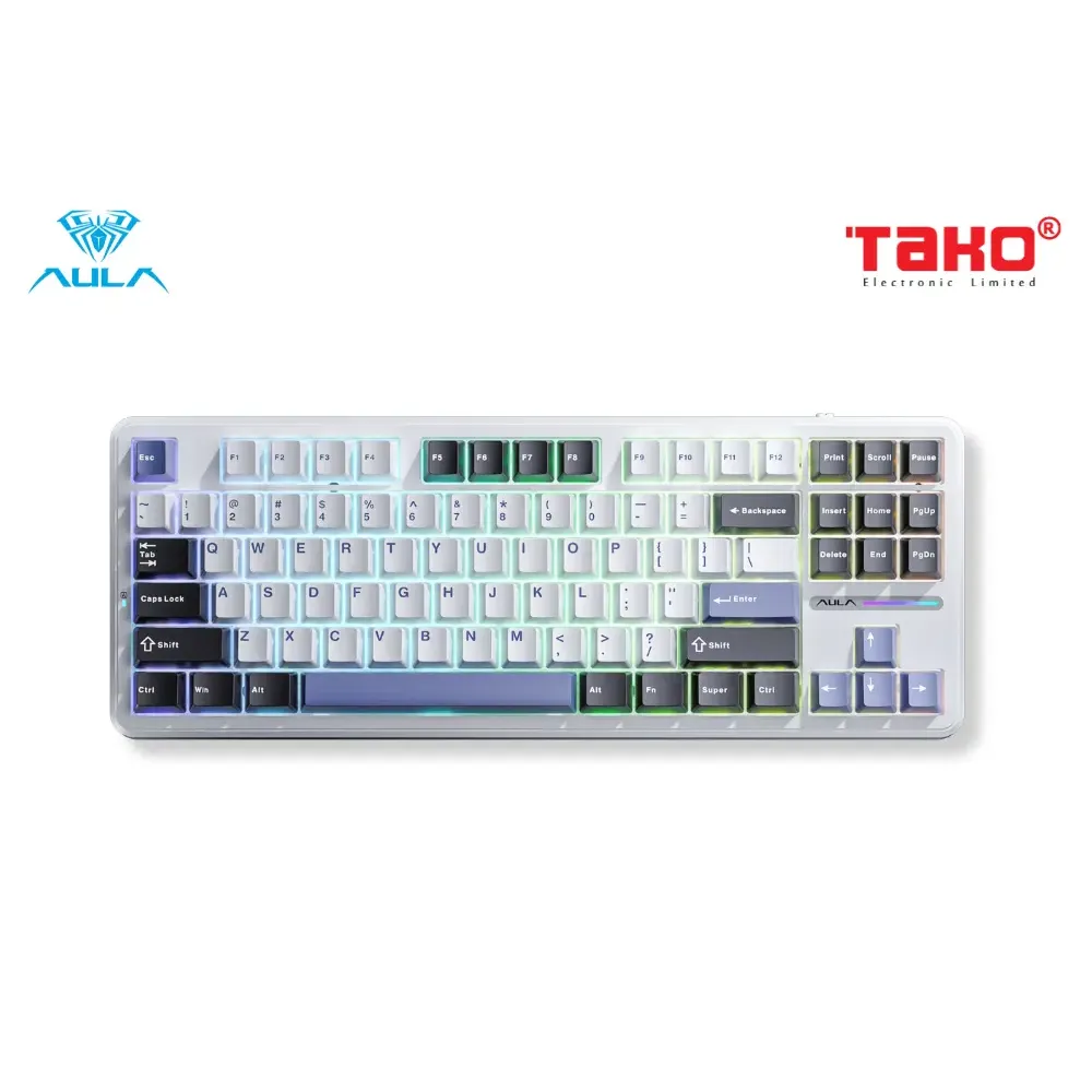BÀN PHÍM CƠ GAMING AULA F87 3 MODE Grey Wood Switch - ảnh 8
