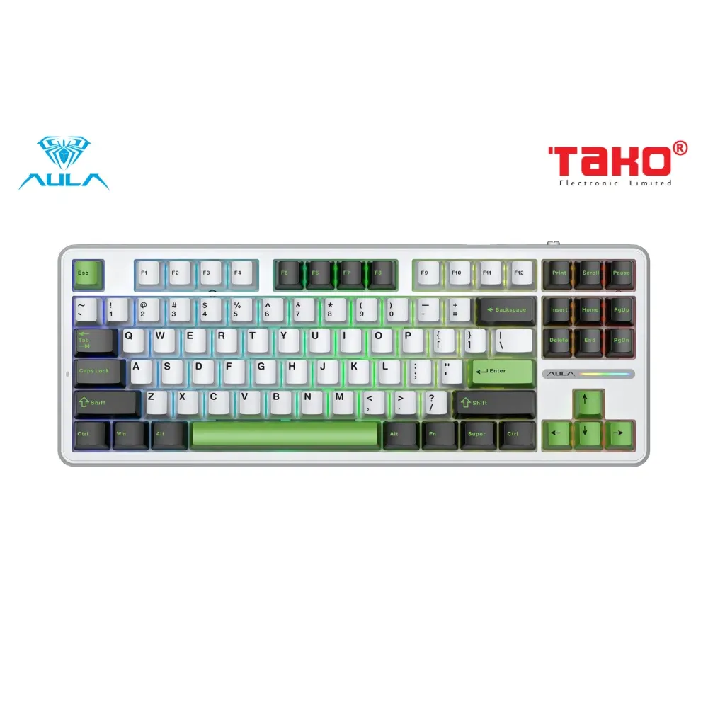 BÀN PHÍM CƠ GAMING AULA F87 3 MODE Grey Wood Switch - ảnh 9