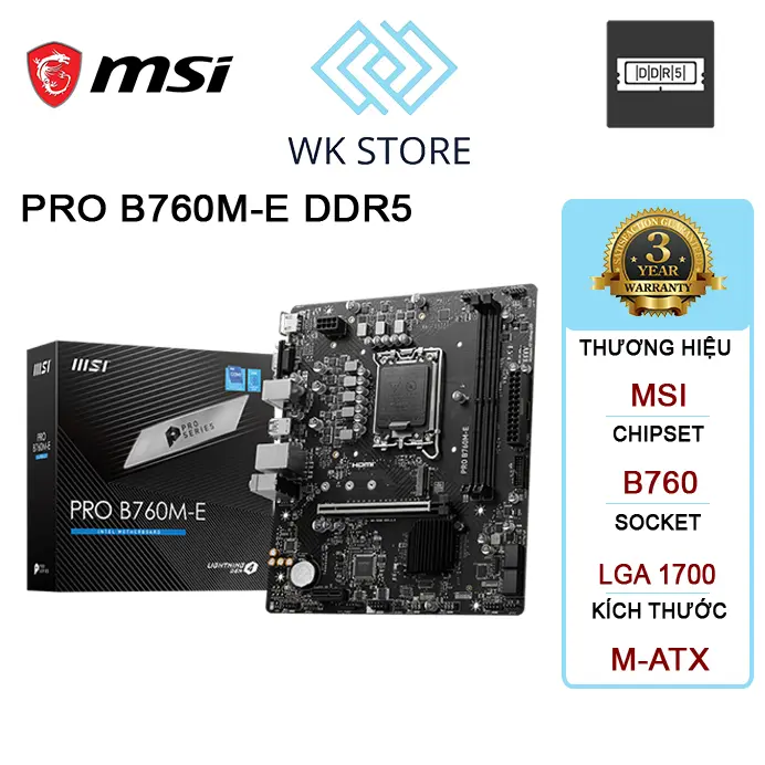 Mainboard MSI PRO B760M-E DDR5