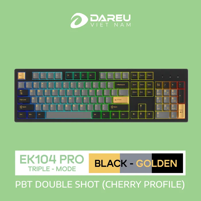Bàn Phím Cơ Không Dây DAREU EK104 PRO - BLACK GOLDEN - ảnh 2