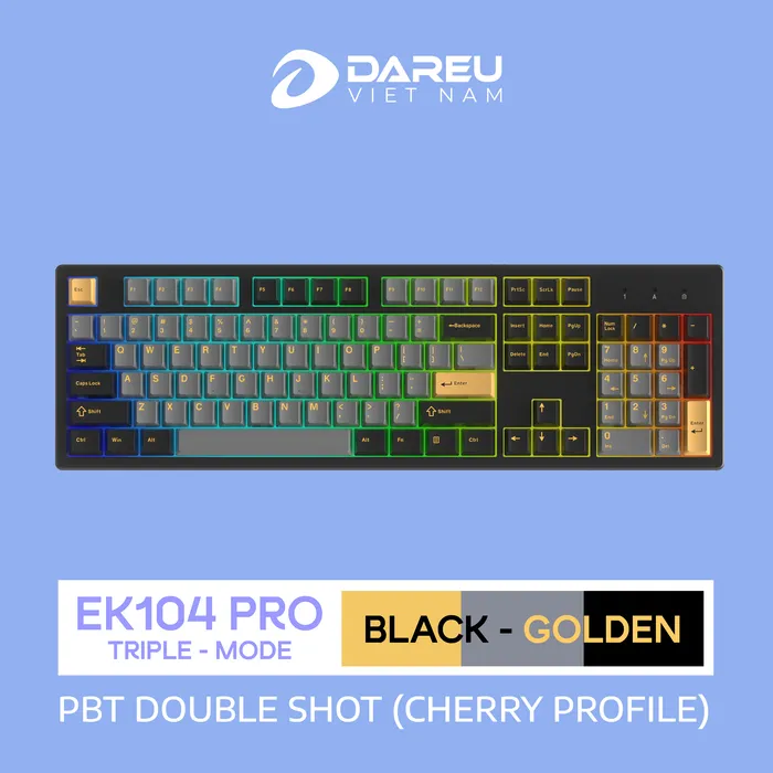 Bàn Phím Cơ Không Dây DAREU EK104 PRO - BLACK GOLDEN - ảnh 3