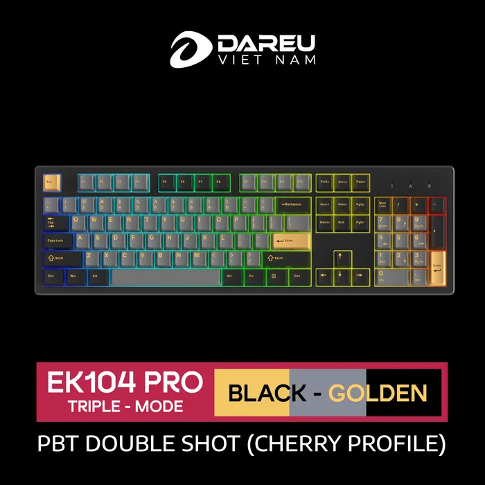 Bàn Phím Cơ Không Dây DAREU EK104 PRO - BLACK GOLDEN - ảnh 4