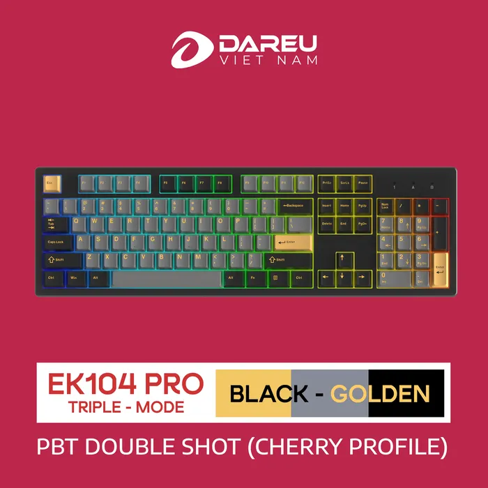 Bàn Phím Cơ Không Dây DAREU EK104 PRO - BLACK GOLDEN - ảnh 5