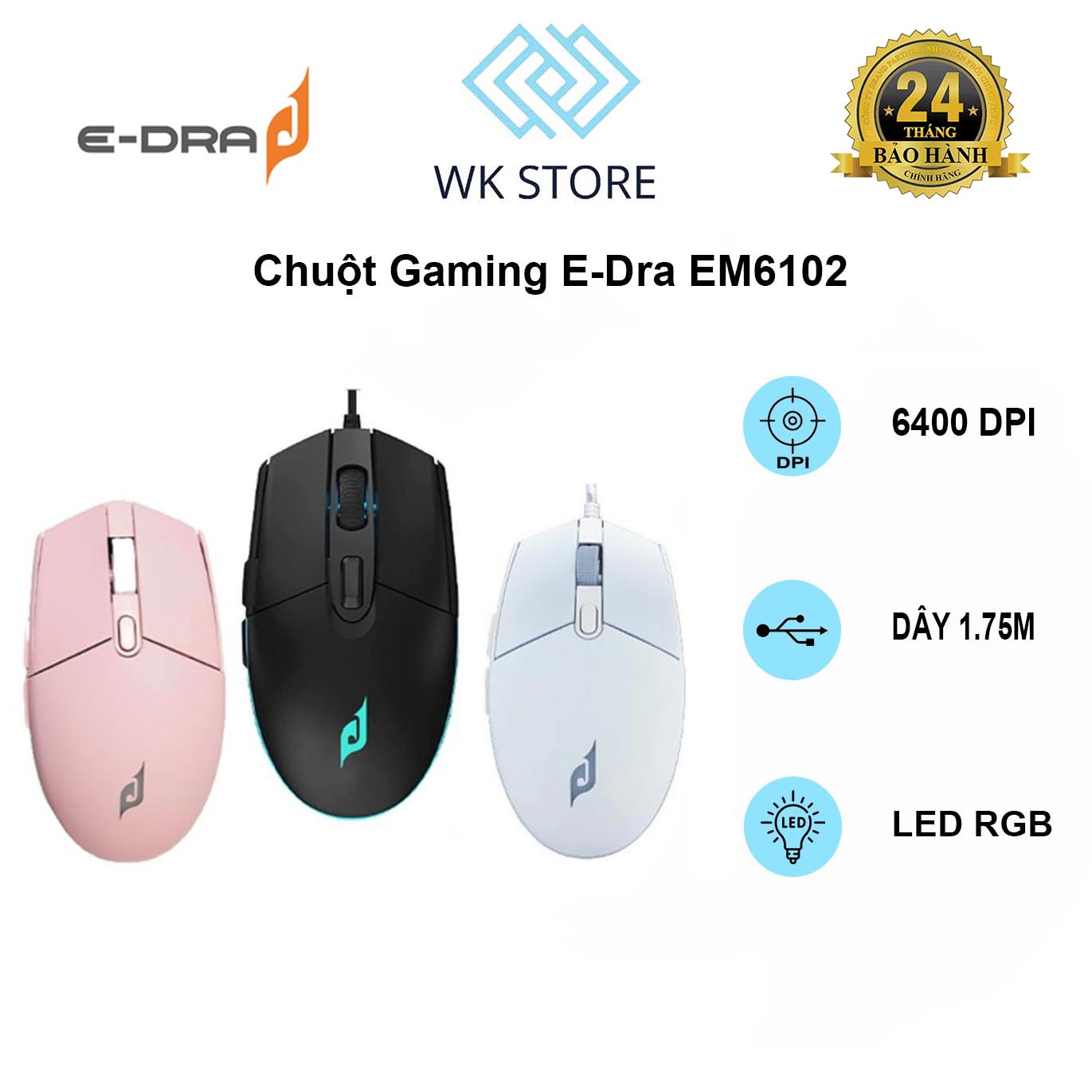 Chuột Gaming E-Dra EM6102 RGB Wired