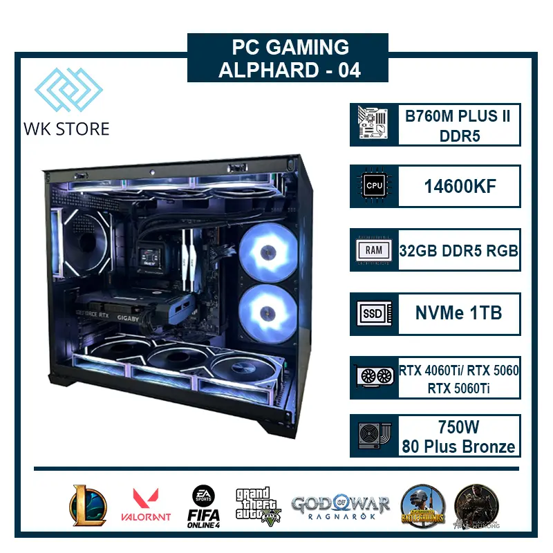 Thùng PC Alphard 04 | i5 14600KF, 32GB DDR5, VGA RTX 4060 /4060Ti /5060Ti
