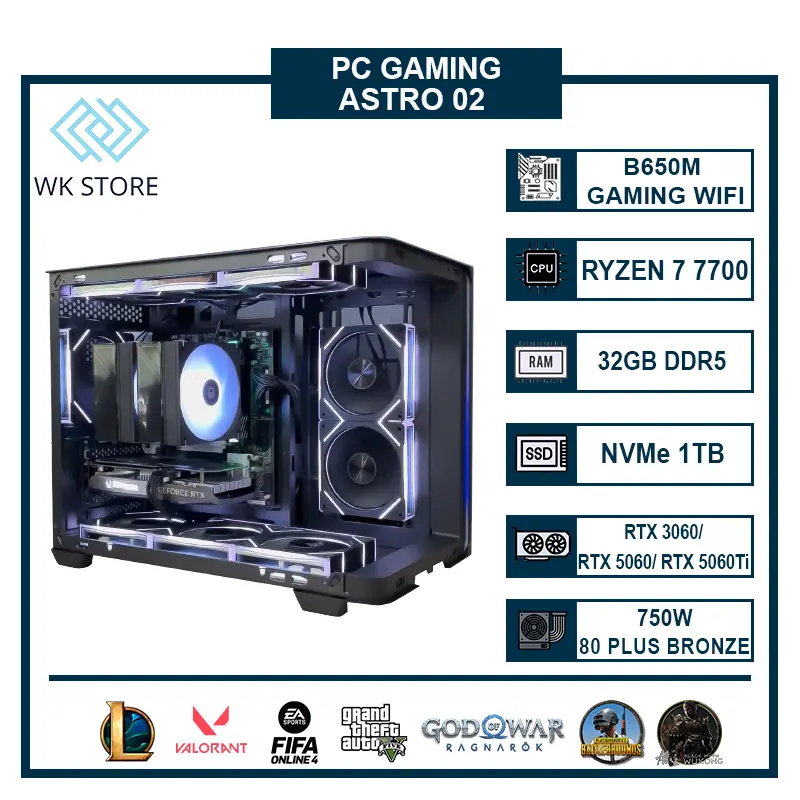 PC ASTRO 02 | Ryzen 7 7700, 32GB DDR5, VGA RTX 3060 /5060/ 5060 Ti
