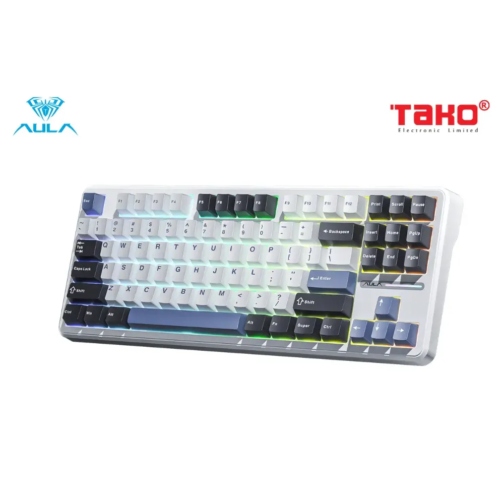 BÀN PHÍM CƠ GAMING AULA F87 3 MODE Grey Wood Switch - ảnh 6