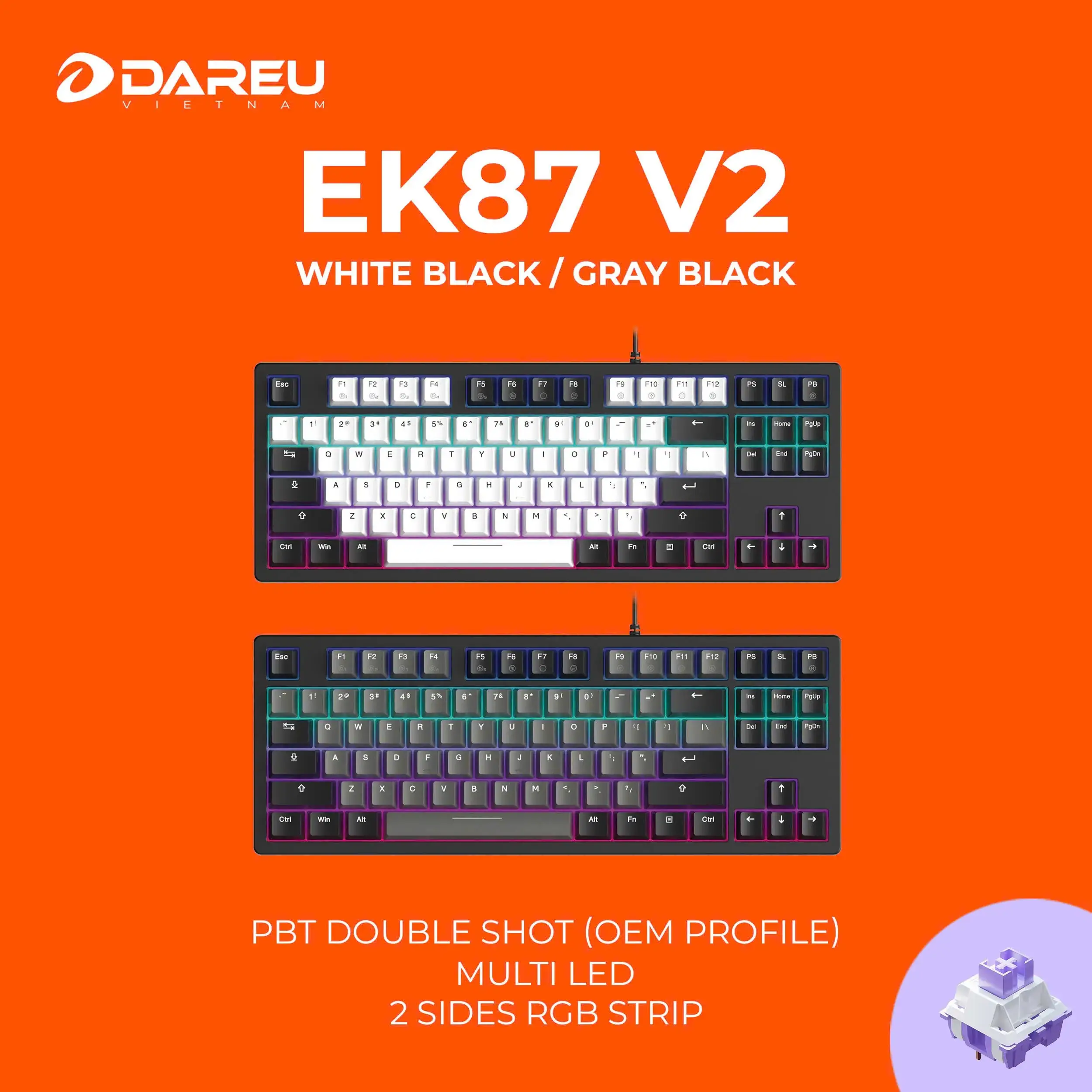 Bàn phím cơ Gaming DAREU EK87 v2 GRAY x BLACK - ảnh 2