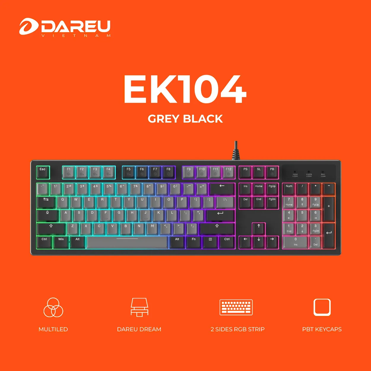 Bàn Phím Cơ DAREU EK104 GREY x BLACK - ảnh 3